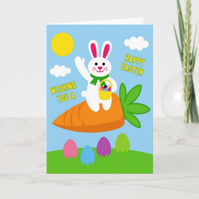 Happy Easter Bunny Wave Card Karte (Vorderseite)