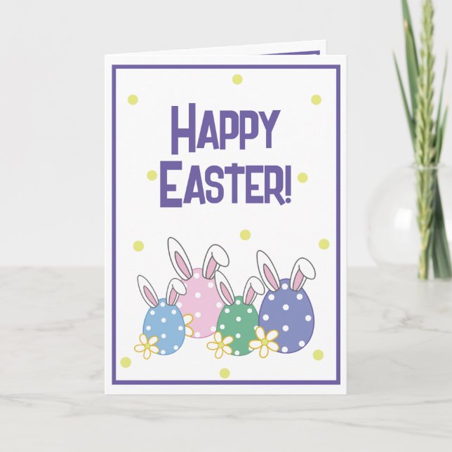 Happy Easter Card - Ei & Bunny Ears - Jegliche Far Ankündigung (Vorderseite)