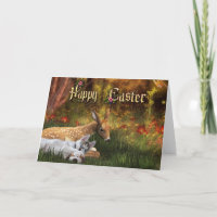 Happy Easter Card - Puppy and Fawn