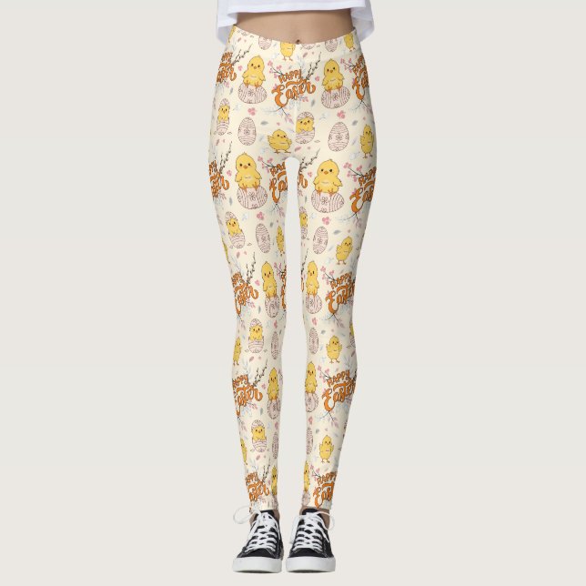 Happy Easter Chick Leggings (Vorderseite)