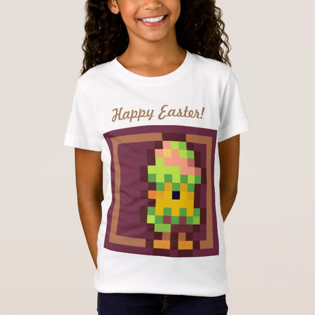 Happy Easter chicken in egg pixelart, Pixel Art  T-Shirt (Vorderseite)