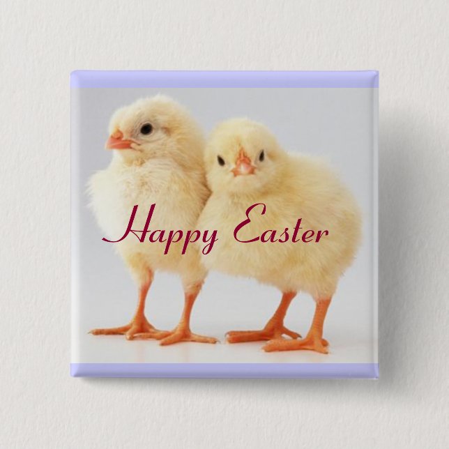 Happy Easter Chicks Button Pin (Vorderseite)