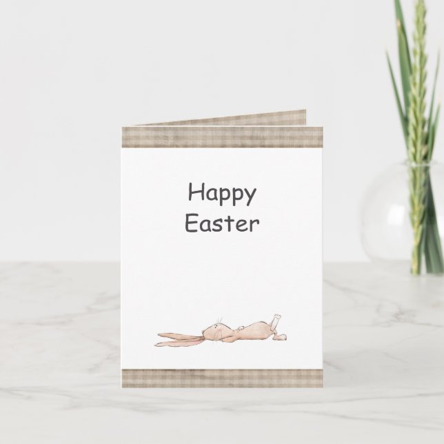 Happy Easter Chill Bunny Rabbit Gingham Osterzeit Karte (Vorderseite)