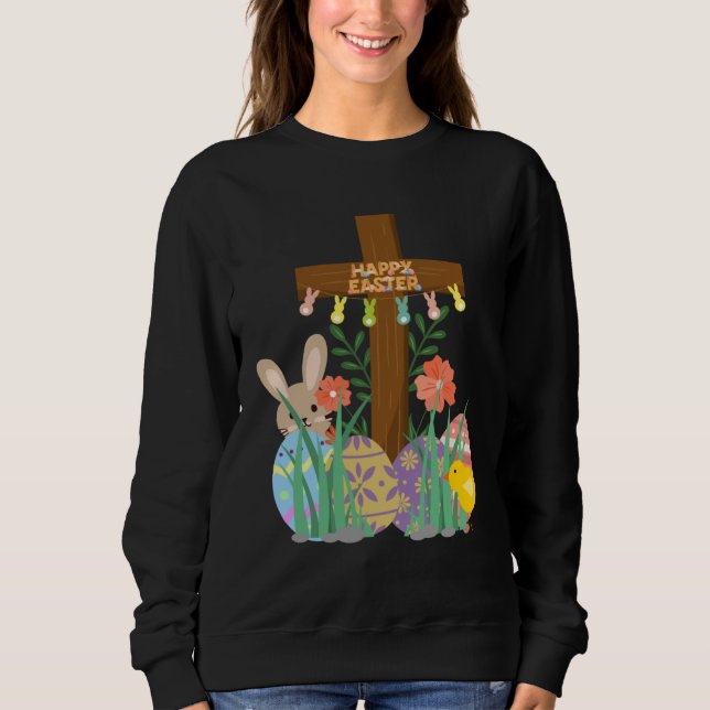 Happy easter christians with easter bunny ducks eg sweatshirt (Vorderseite)