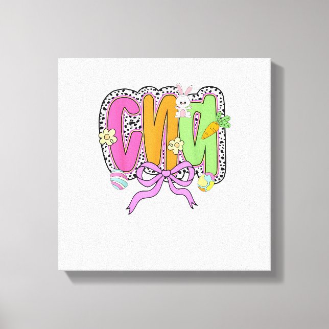 Happy Easter CNA Nurse Coquette Bow Bunny Eggs Wom Leinwanddruck (Vorderseite)