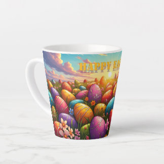 Happy Easter Colorful Eggs in Spring Meadow Milchtasse
