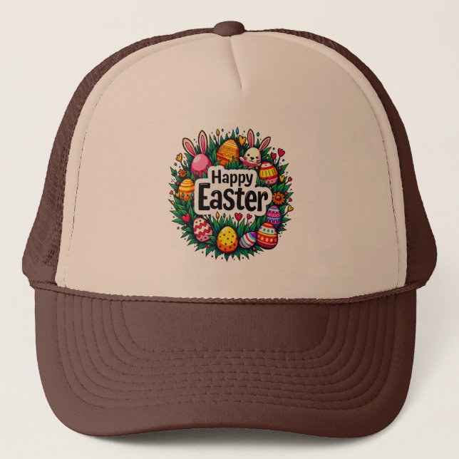Happy Easter – Colorful Spring Design - boné Truckerkappe (Vorderseite)