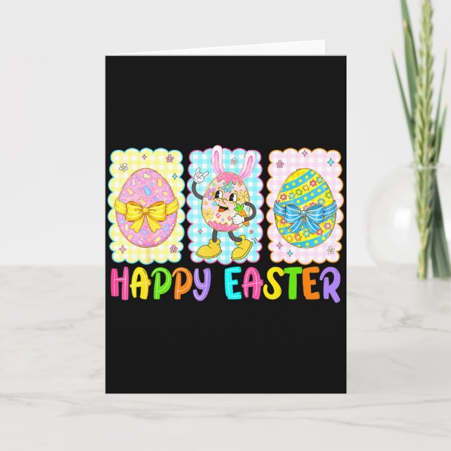 Happy Easter Coquette Bow Funny Easter Eggs Kids B Karte (Vorderseite)