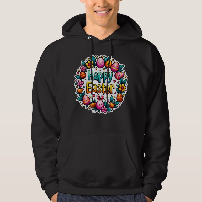 Happy Easter – Cute Bunny Lettering moletom Hoodie (Vorderseite)