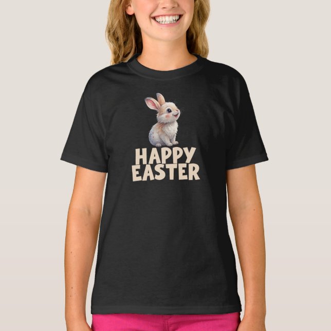 Happy Easter, Cute Bunny Rabbit T-Shirt (Vorderseite)