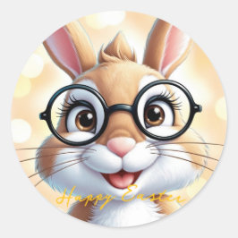 Happy Easter cute Bunny  Runder Aufkleber