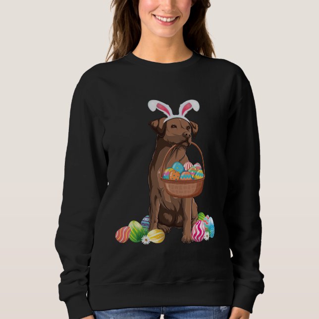 Happy Easter Cute Chocolate Labrador Bunny Dog  Ea Sweatshirt (Vorderseite)