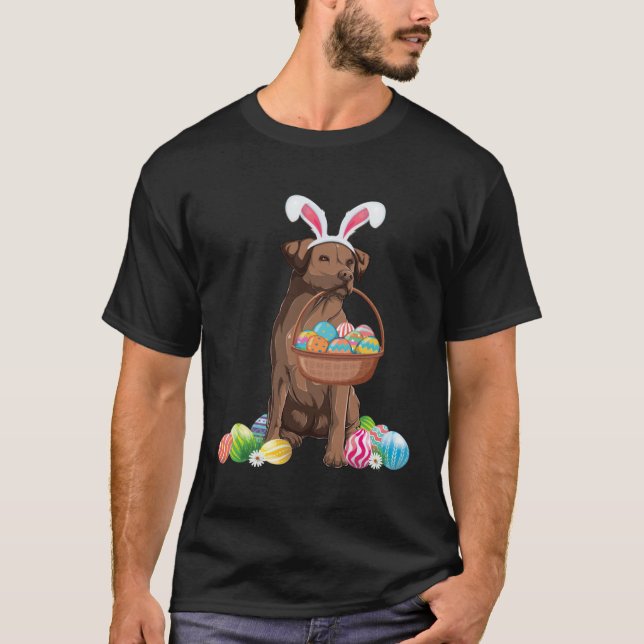 Happy Easter Cute Chocolate Labrador Bunny Dog  Ea T-Shirt (Vorderseite)