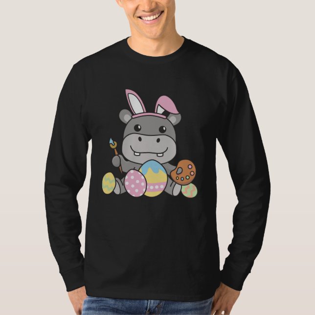 Happy Easter Cute Hippo For Easter With Easter Egg T-Shirt (Vorderseite)