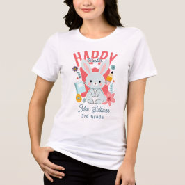 Happy Easter Cute Pastel Teacher Bunny  Tri-Blend Shirt