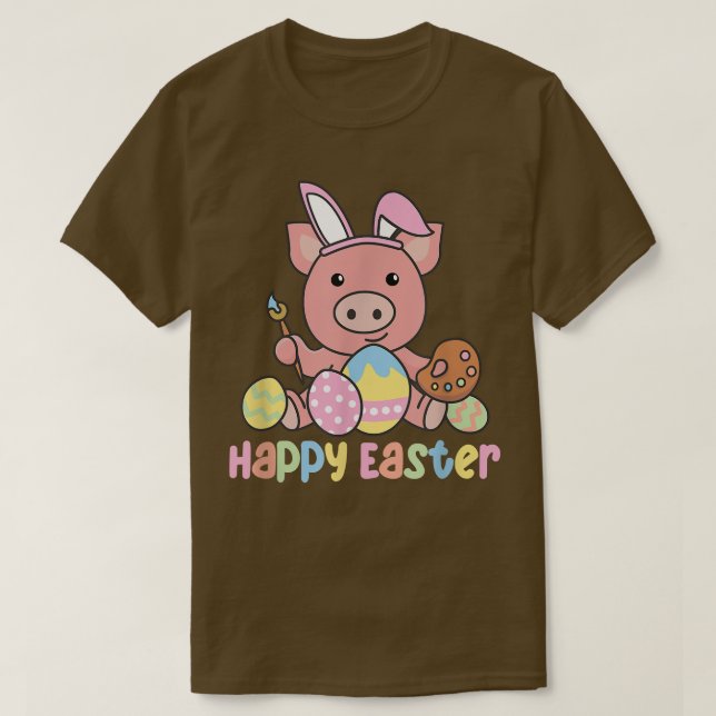 Happy Easter Cute Pig For Easter With Easter Eggs  T-Shirt (Design vorne)
