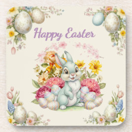 Happy Easter Cute Water Color bunny  Getränkeuntersetzer