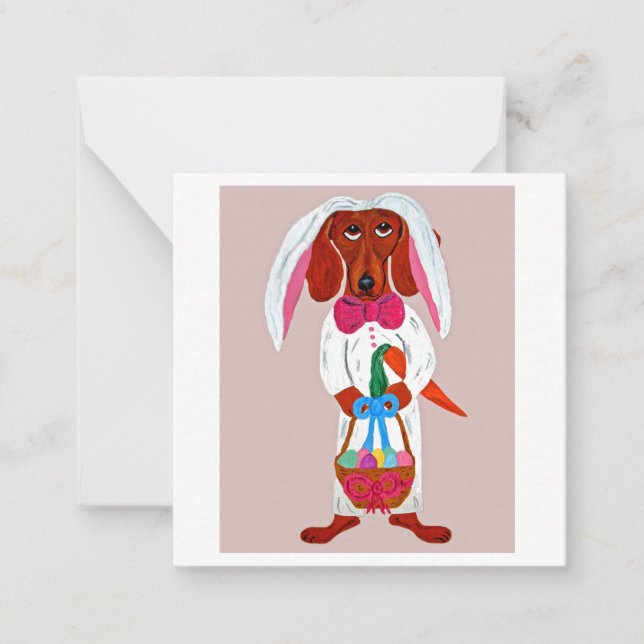 Happy Easter Dachshund Easter Bunny card Mitteilungskarte (Vorderseite)
