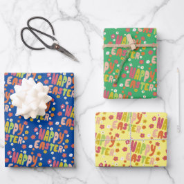 Happy Easter Daisies farbenfrohe, moderne Blase Le Geschenkpapier Set