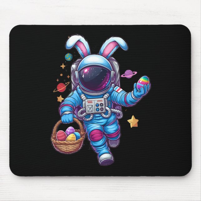 Happy Easter Day Bunny Egg Astronaut Space Boys Gi Mousepad (Vorne)
