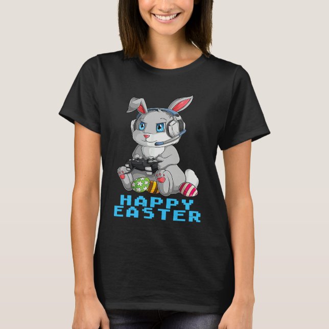 Happy Easter Day Bunny Egg  Boys Girls Kids Gamer T-Shirt (Vorderseite)