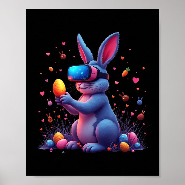 Happy Easter Day Bunny Egg Video Game Funny Vr Gam Poster (Vorne)