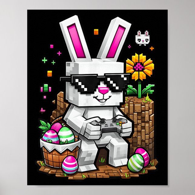 Happy Easter Day Bunny Egg Video Game Gamer Kinder Poster (Vorne)