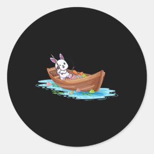 Happy Easter Day Bunny Fishing Fischer Kids Men Runder Aufkleber