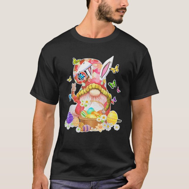 Happy Easter Day Bunny Gnome Ostereier Jagen an T-Shirt (Vorderseite)