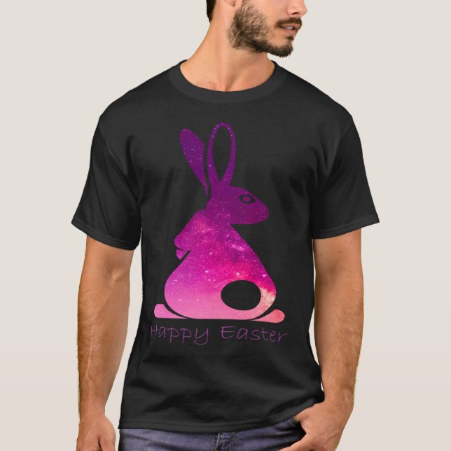 Happy Easter Day Bunny rabbit pink solar system cl T-Shirt (Vorderseite)