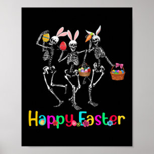 Happy Easter Day Bunny Skull Tanz Ostereier Poster