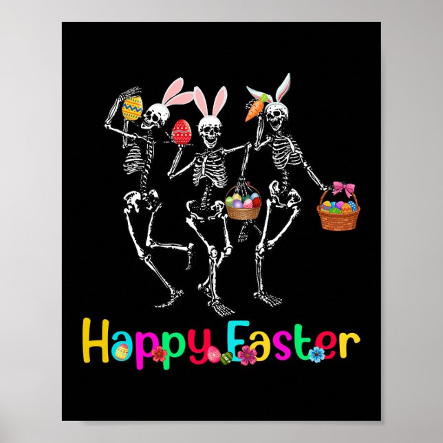 Happy Easter Day Bunny Skull Tanz Ostereier Poster (Vorne)