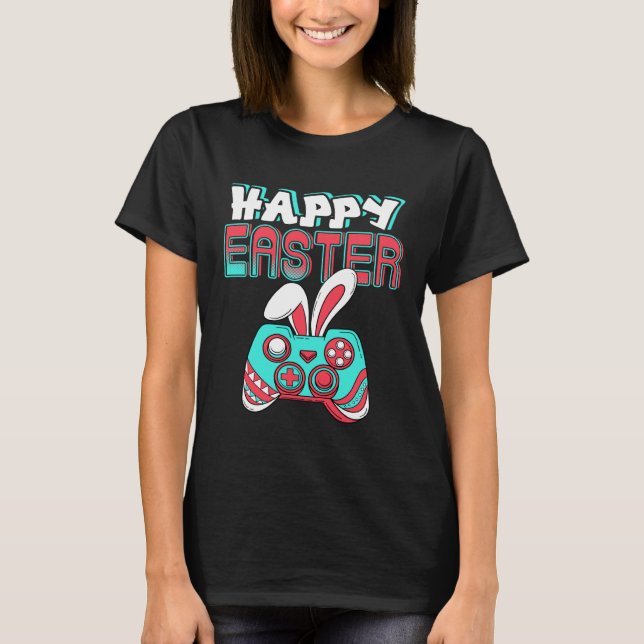 Happy Easter Day Bunny Video Gamer Funny T-Shirt (Vorderseite)