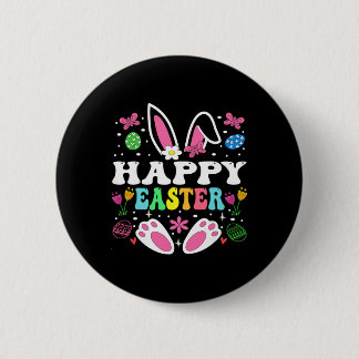 Happy Easter Day, Cute Colorful Egg Hunting Women  Button