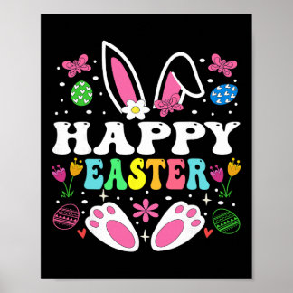 Happy Easter Day, Cute Colorful Egg Hunting Women  Poster