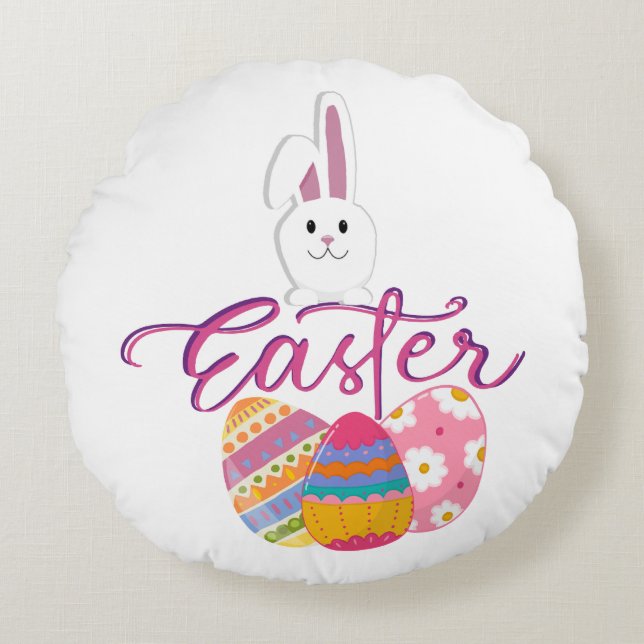HAPPY EASTER DAY DESIGN RUNDES KISSEN (Vorderseite)