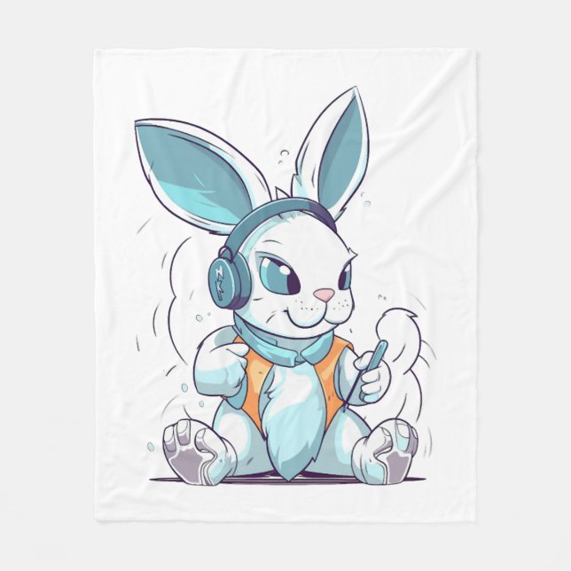 Happy Easter Day Egg Bunny Funny Gamer Boys Kinder Fleecedecke (Vorderseite)