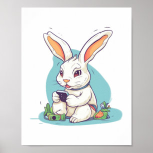 Happy Easter Day Egg Bunny Funny Gamer Boys Kinder Poster