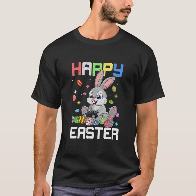 Happy Easter Day Funny Bunny Eggs Video Game Niedl T-Shirt (Vorderseite)