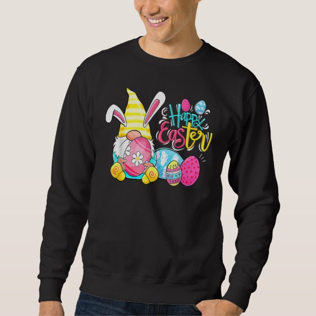 Happy Easter Day Funny Bunny Gnome Rabbit Eggs Hun Sweatshirt (Vorderseite)