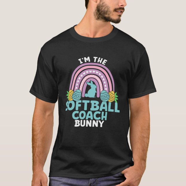 Happy Easter Day I m the Softball Coach Bunny T-Shirt (Vorderseite)