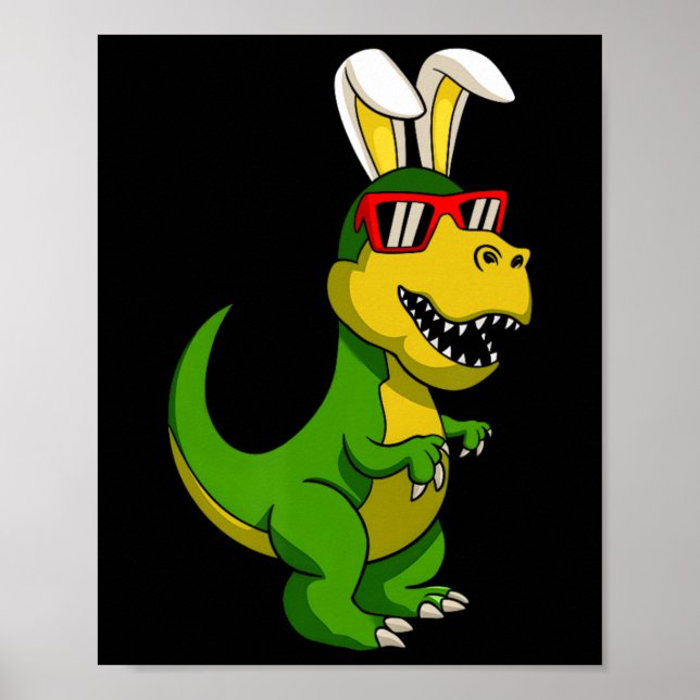 Happy Easter Dinosaur Bunny Oars Osterjunge Kinder Poster (Vorne)