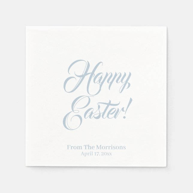 Happy Easter dusty Blue benutzerdefinierte Skript  Serviette (Vorderseite)