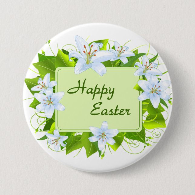 Happy Easter, Easter Lilies Button (Vorderseite)