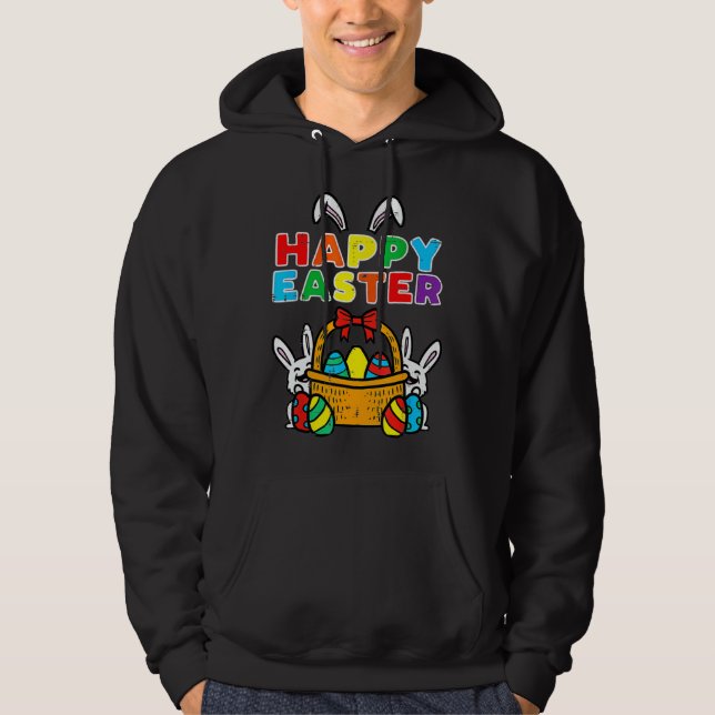 Happy Easter Egg Basket Bunny Ears Hoodie (Vorderseite)