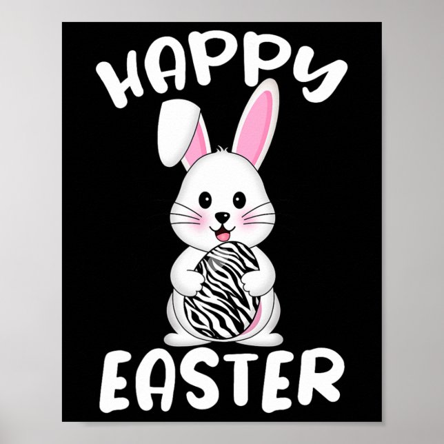 Happy Easter Egg Bunny Zebra Print Bunny Oster Co Poster (Vorne)