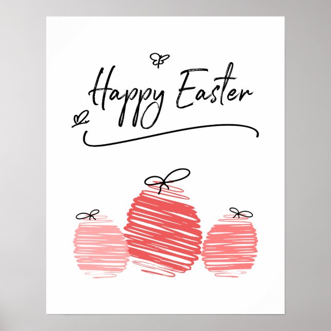 Happy Easter Egg Doodle Sign Poster (Vorne)