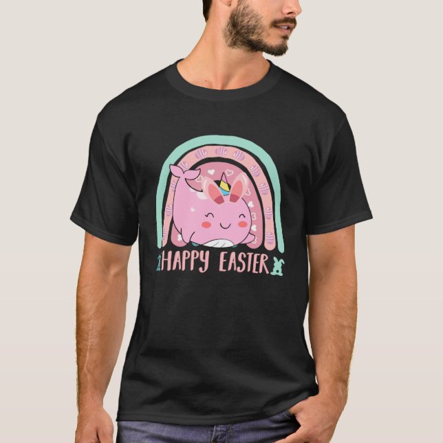 Happy Easter Egg Y'all Rainbow  Narwhal T-Shirt (Vorderseite)