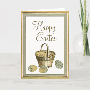 Happy Easter Eggs Aktionskorb Vintager Goldrahmen Feiertagskarte
