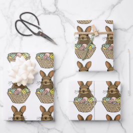 Happy Easter Eggs Basket Bunny Happy Oaster Geschenkpapier Set